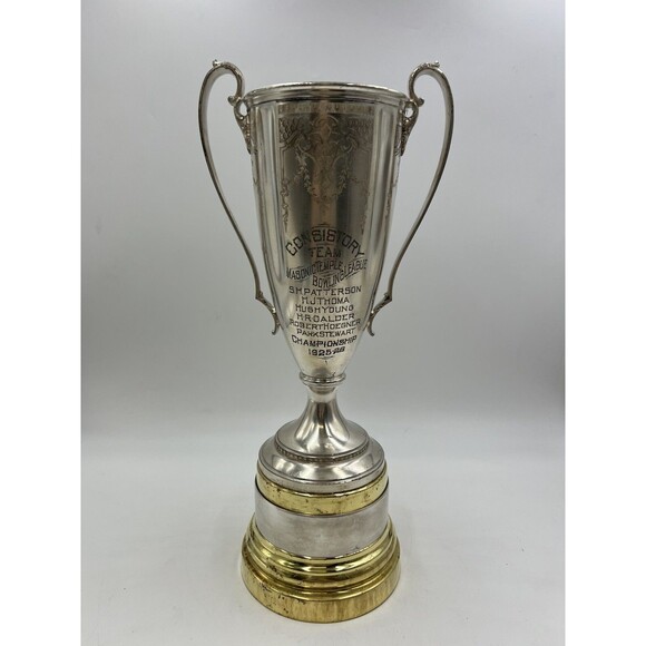Antique Silver Masonic Temple Consistory Team Trophy 1925-1926 by Meriden B. Co. - Picture 1 of 11